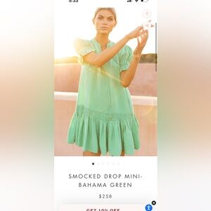 Oliphant Design smocked drop mini dress Bahama green size 2XL